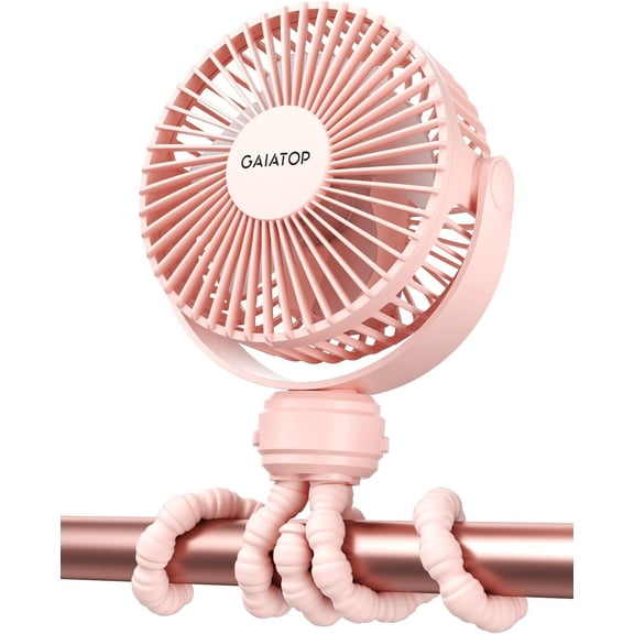 Mini Portable Stroller Fan, Battery Operated Small Clip on, Detachable 3 Speed Rechargeable, 360° Rotate Flexible Tripod Better Cooling for Car Seat Crib Treadmill