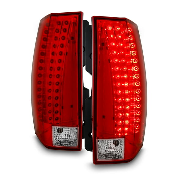 AKKON - Fits 2007-2014 Cadillac Escalade ESV SUV LED Chrome Red Tail Lights Brake Lamp Pair Driver Left Passenger Right