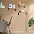 Crzdeal Floating Shelves Set of 3 Wall Mounted Wooden Floating Shelves