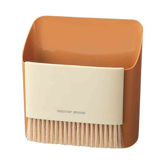Dust pan, Mini Dustpan and Brush Set, Small Broom and Dustpan Set, Small Hand Broom and dust pan Set, Whisk Broom, Dust pan and Brush for Desk, Table, Home, Kitchen Necessities (Orange)
