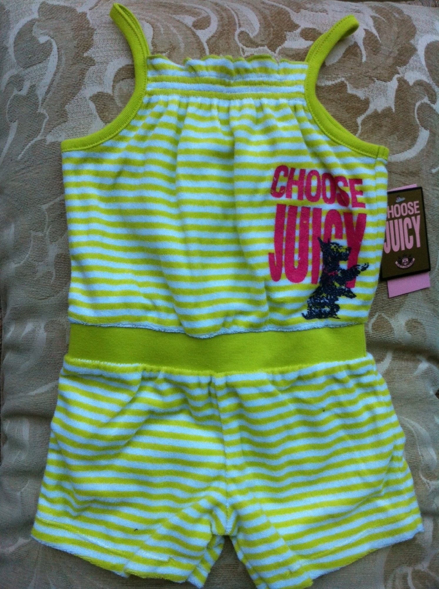 Juicy Couture Baby Girl Romper, Size 1824 Months, Green Stripes