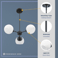 thumbnail image 4 of Prominence Home Stoll Matte Black 3-Light Chandelier with Opal Glass, 4 of 14