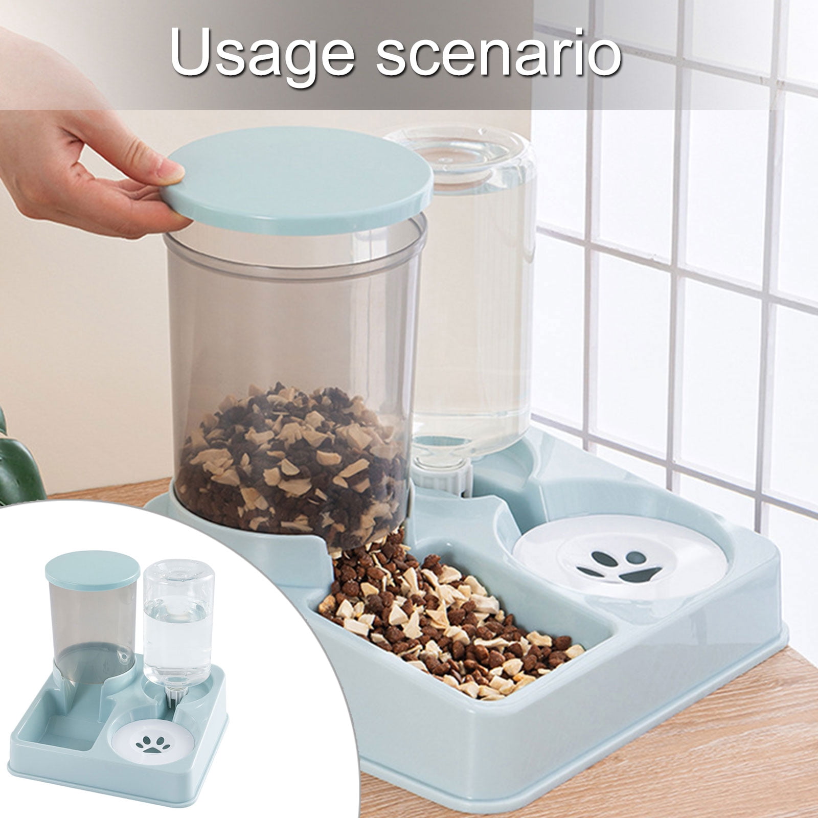 Automatic Dog Bowl Bowls 2 in 1 Pet Feeders with Water Fountain Feeder and Waterer Container Supplies
