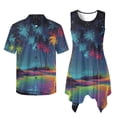 thumbnail image 4 of Psesaysky Hawaii Palm Tree Sleeveless Womens Dress or Mens Short Sleeve Shirts for Couples Starry Sky Matching Hawaiian Outfit Beach Vacation Party Flared Tank Sundress with Pockets-3XL, 4 of 7