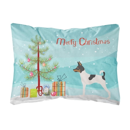 Caroline s Treasures BB8468PW1216 Toy Fox Terrier Christmas Canvas Fabric Decorative Pillow 12H x16W