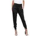 thumbnail image 4 of Ploknplq Fall Clothes for Women 2023 Women's Pants Solid Color Women's High-Waisted Cropped Trousers with Split Ends Dress Pants Women Black S, 4 of 7