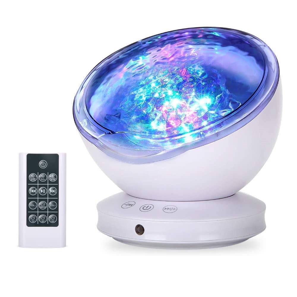 Ocean Wave Projector Night Light Lamp, 8Color Ocean Night Light with