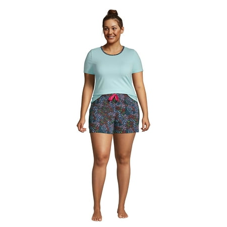 

Lands End Women s Plus Size Knit Pajama Short Set Short Sleeve T-Shirt and Shorts