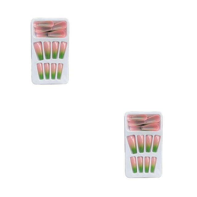 Qarigey Kit de manicura 1 Juego de prensa de punta francesa Gradient Extra Long Fashion Full Cover Ballerina