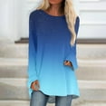 thumbnail image 2 of Knosfe Long Sleeve Tunic Tops To Wear with Leggings Crewneck Winter Loose Fit Gradient Shirts Workout Fall Fashion Blouses Tops Casual Going Out Tops for Women, 2 of 6