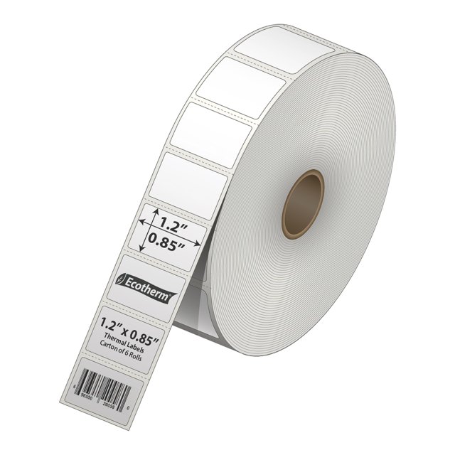 Etiquetas térmicas Ecotherm de 1,2 x 0,85 cm, 6 rollos, 16260 etiquetas
