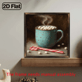 thumbnail image 2 of 2D Flat, 1pc Vintage Wooden Frame Christmas Wall Art - Cozy Winter Gift with Marshmallow and Candy Cane Design, 8x8 Inch Holiday Decor for Kitchen, Home or Office, Festive Home Decoration, 2 of 9