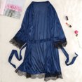 thumbnail image 4 of Ropa de dormir sexy para mujerconjunto de pijama con pantalón corto y top de encaje de seda (azul XL) Ehuebsd Para estrenar, 4 of 9