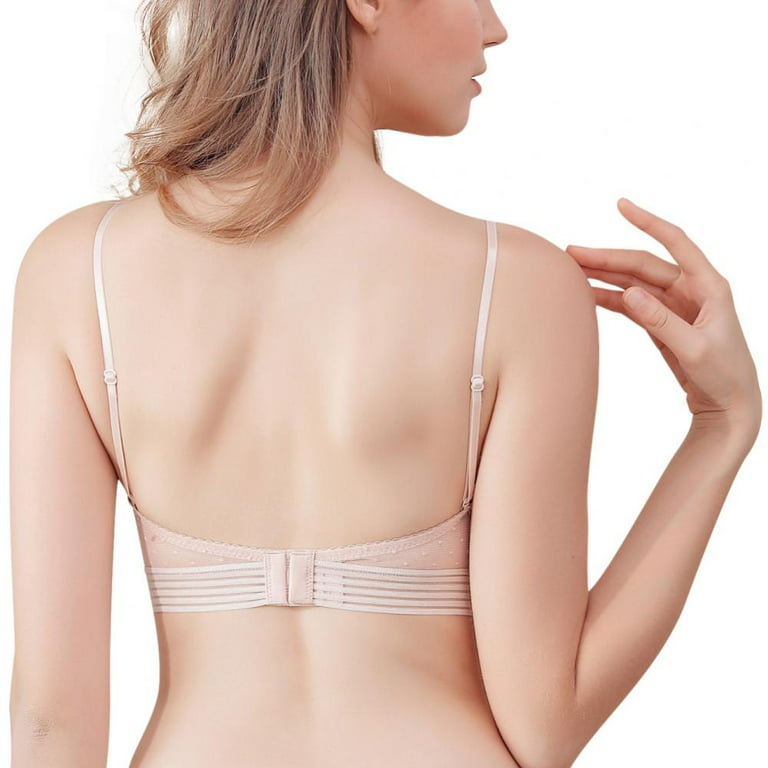 Women's Backless Lace Bra Spaghetti Straps Push up Bra for Low Back Dress