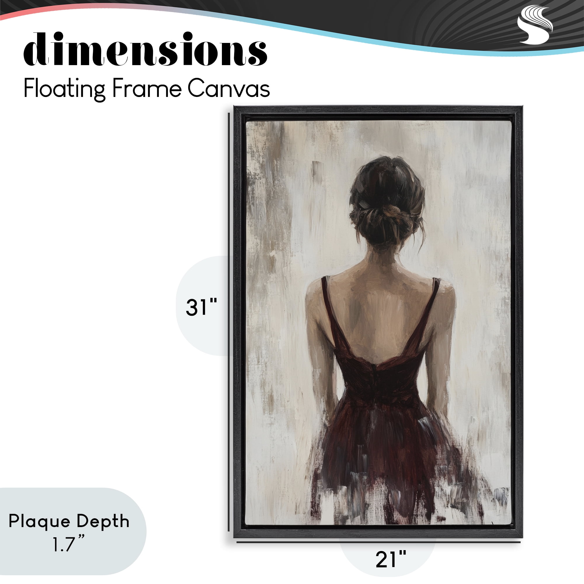 Stupell Industries Portrait of Woman in Burgundy Black Framed Floater Canvas Wall Art, design by Petal Prints Design