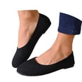 thumbnail image 1 of Women Slip on Casual Shoes Solid Color Round Toe Flat Comfortable Loafers Flock Upper Daily Walking Commuting, 1 of 7