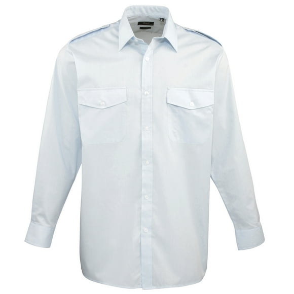 Premier Mens Long Sleeve Pilot Plain Work Shirt