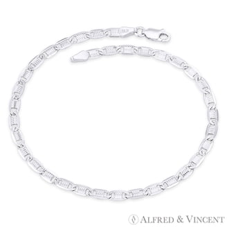 925 Sterling Silver Figaro Bracelet | Liry 5.5mm Figaro / Figaroa Link Italian Chain Bracelet in .925 Sterling Silver 8\