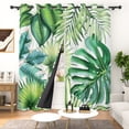 thumbnail image 2 of Lfeey Green Watercolor Curtains, Tropical Leaf Print Living Room Kitchen Blackout Curtains, 42x63 Inch, 2 Panels, 2 of 6