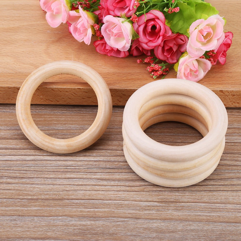 20Pcs Multifunction DIY Unpainted Baby Teether Rings Wooden Teething Rings 