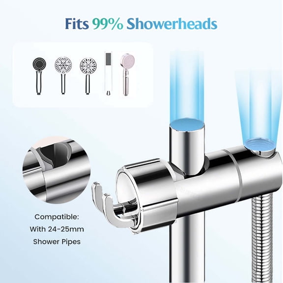 Adjustable Shower Head Holder,Shower Wand Holder,5IN Shower Head Holder, 16-27mm Slider Bar Adjustable Shower Head Holder for Slide Bar(Sliver)