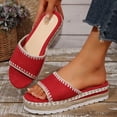 thumbnail image 4 of Rokment Women's Boho Espadrilles Platform Beach Slides Sandals 2026 Summer Casual Ethnic Retro Stitching Suede Open Toe Chunky Footbed Slip on Dress Slippers for Woman Red Size 9, 4 of 7