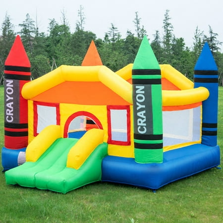 Costway Inflatable Crayon Bounce House Castle Jumper Moonwalk Bouncer without (Best Inflatable Bounce House)