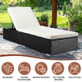 thumbnail image 6 of Zimtown Adjustable Pool Chaise Lounge Chair Outdoor Patio Furniture PE Wicker with Cushion Brown Black Gray Optional, 6 of 11