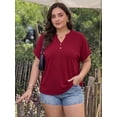 thumbnail image 4 of Cueply Plus Size Summer Tops for Women Short Sleeve v Neck Shirt Womens Casual Loose Fit Tunic Blouses, 4 of 9
