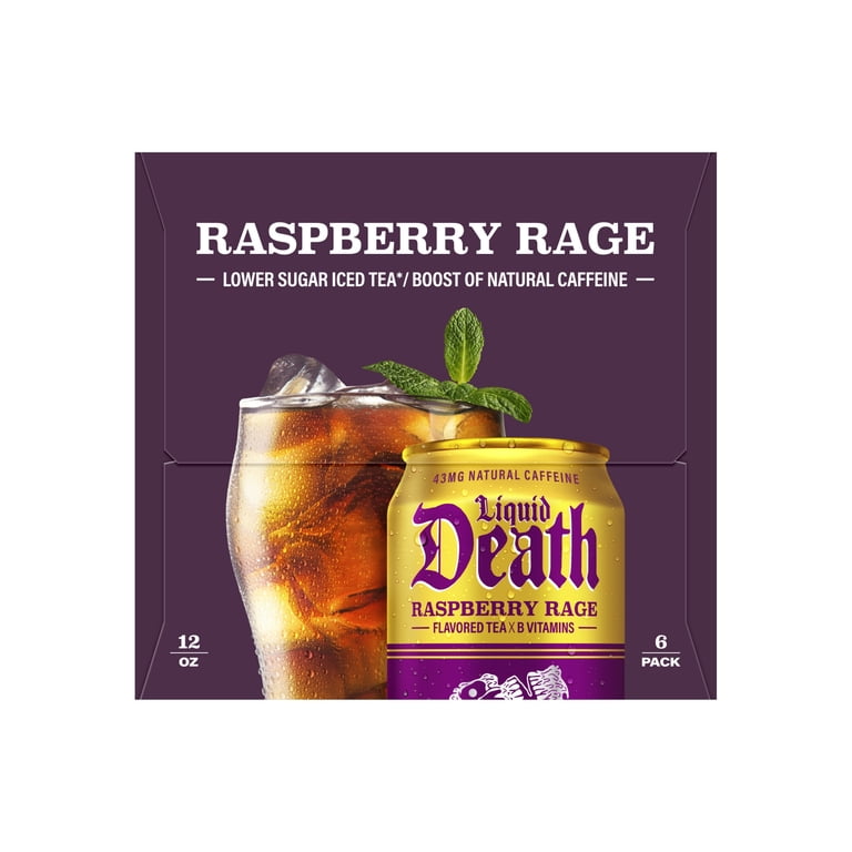 Liquid Death, Raspberry Rage Iced Tea, 6-Pack (12 fl oz Cans