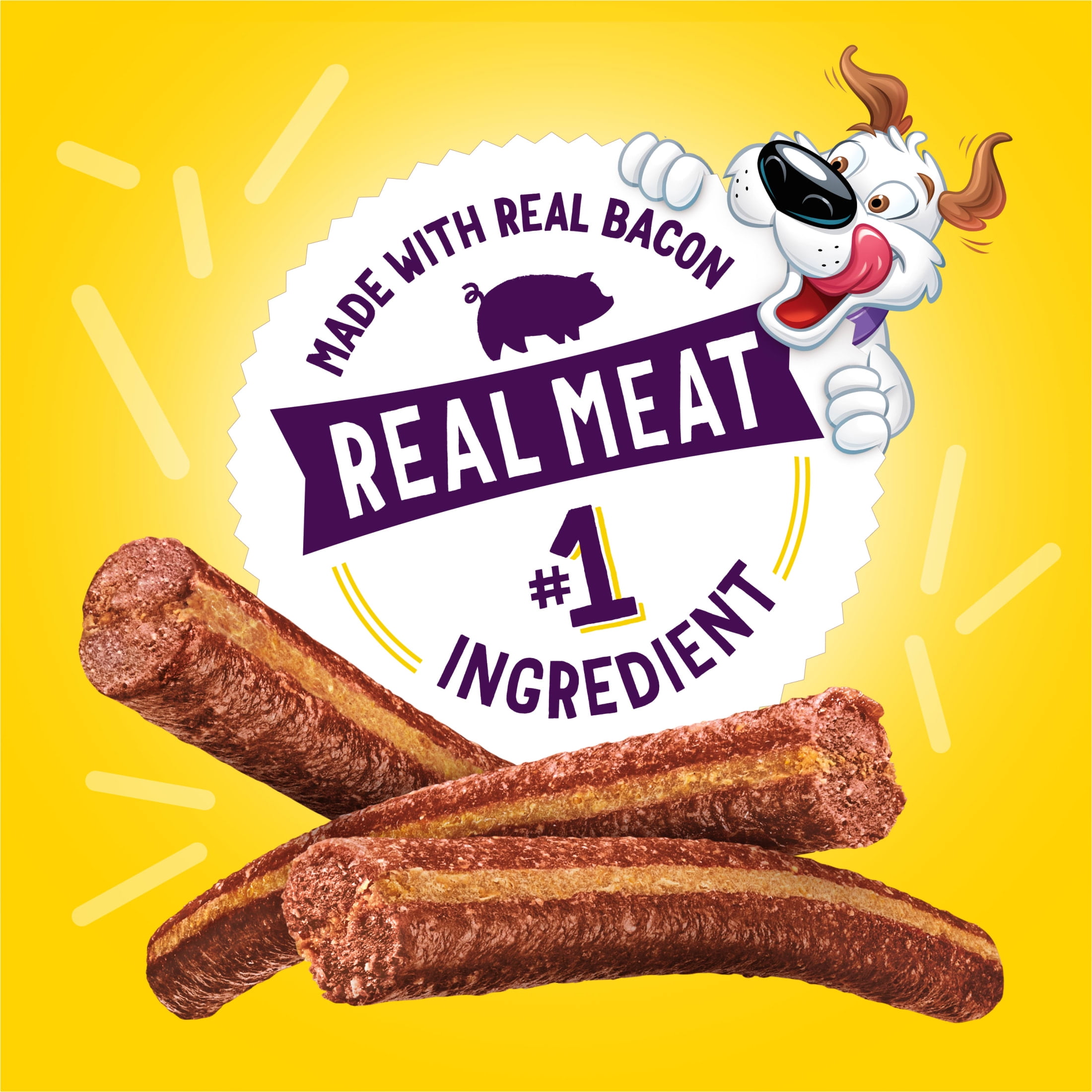 Purina Beggin' Flavor Stix Dog Treats with Real Bacon & Peanut Butter Tender Chews, 25 oz Pouch