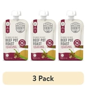 (3 pack) Serenity Kids Grass Fed Beef Pot Roast Stage 2 Baby Food Organic Veggies Herbs & Bone Broth, 3.5oz Pouch