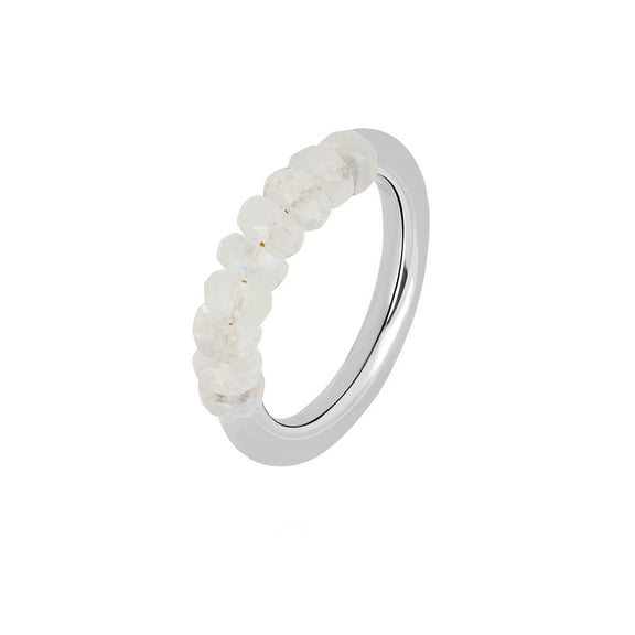 Gemshiner Natural Rainbow Moonstone Beads Ring in 925 Silver | White Rhodium Plated (7)