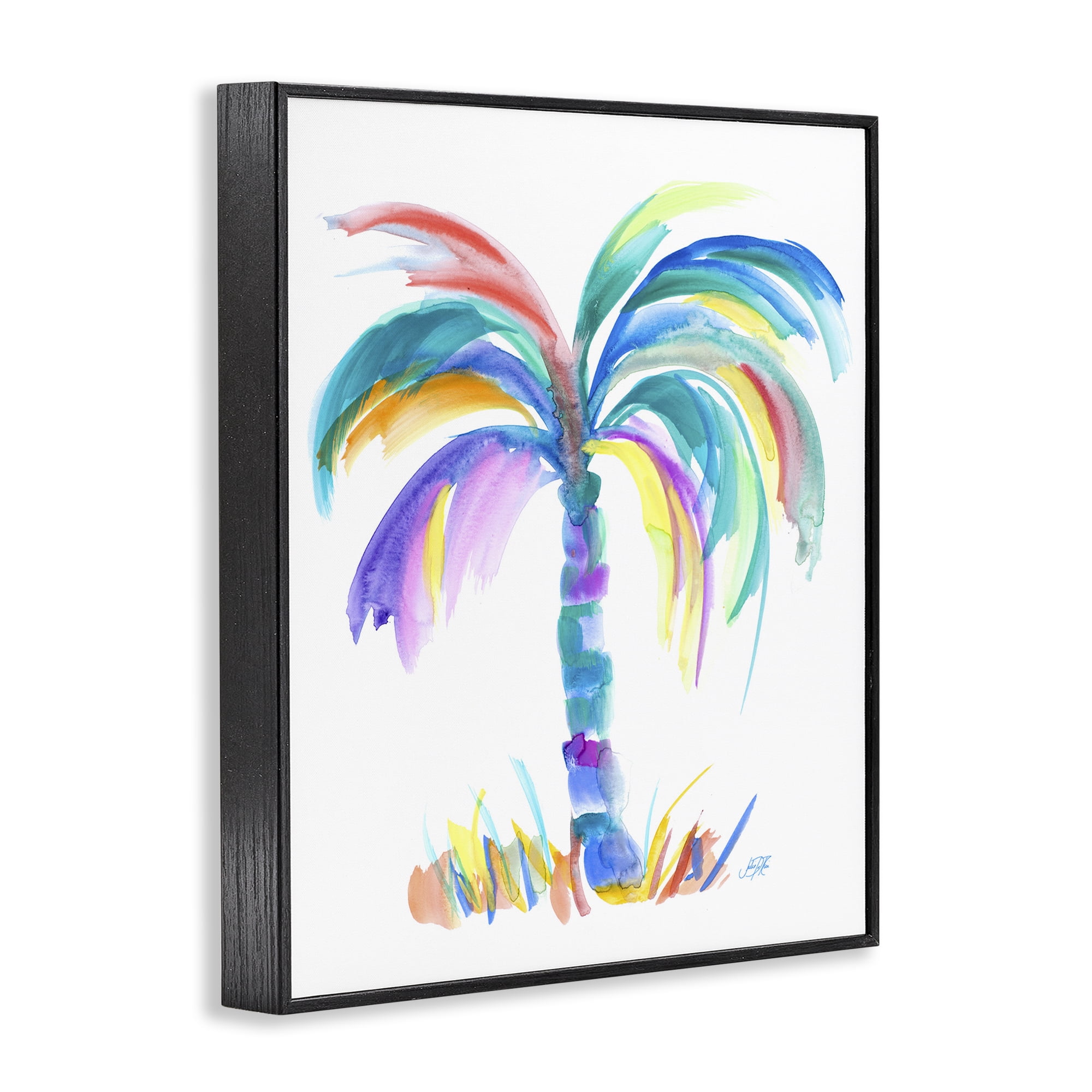 Stupell Industries Brushed Palm Tree Botanical & Floral Painting Black Framed Art Print Wall Art, 11 x 14