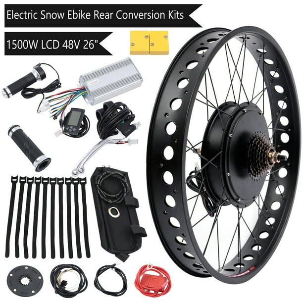 26" Snow Electric Bike Conversion Kit Hub Motor 48V 1500W Fat Bike