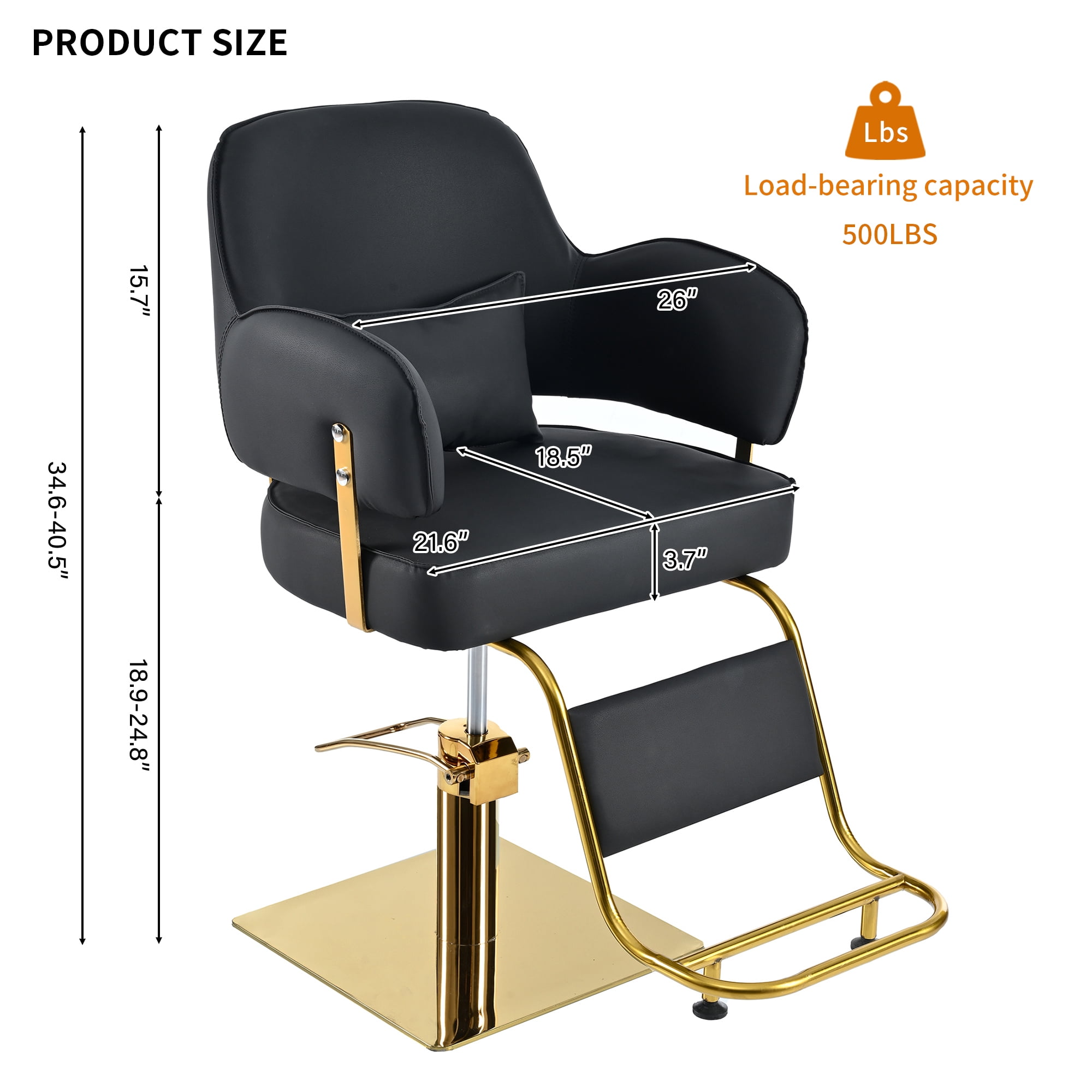 EUROCO 500LBS Barber Chair, Heavy Duty Salon Chair for Hair Stylist, Height Adjustable Hydraulic Hair Reclining Salon Chair, 360° Rotation, Multi-Function Shampoo Chair for Salon Barbershop