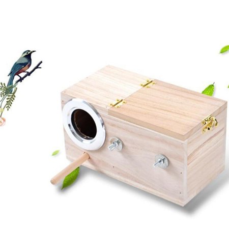 Wooden Bird Breeding Nest Breeding Box Ornaments Bird House Nesting Boxes Cage Food Feeder for Budgie Window Parakeet Gifts Garden