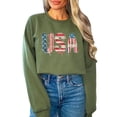 thumbnail image 5 of Ink-Printed USA Distressed Flag Sweatshirt for Women Kids July 4th Family Matching Crewneck Army Green Sweatshirt Adult Med, 5 of 8