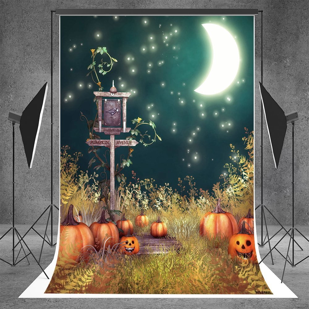 Polyester Fabric 5x7ft Photography Backgrounds Horror Trees Trail Halloween Themed Photo Backdrop