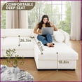 thumbnail image 5 of Modular 6-Seat Chenille Sectional Sofa with Storage for Living Room - Ergonomic Cylindrical Backrest & Armrests | White | Chenille | Round Arms, 5 of 26