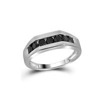 Diamond Princess 10kt White Gold Mens Round Black Color Enhanced Diamond Wedding Band Ring 1 Cttw