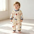 thumbnail image 2 of Karoyedx Winter Baby Clothes Baby Boy Fall Clothes Romper Long Sleeve Button Down Jumpsuit Newborn Winter Outfit Beige Size,1-2 Years, 2 of 4