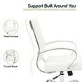 thumbnail image 5 of Benmar Mid-Back Office Chair in White Leather Upholstery with Swivel, Tilt, and Chrome Base, Modern Desk Seating for Home Office or Conference Room, 5 of 11