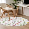 thumbnail image 3 of Area Rug 48in, Spring Pink Yellow Purple Flowers Floor Carpet Living Room Rug, White Gray Plaid Non-Slip Welcome Mat Indoor Rugs for Bedroom Dining Room, 3 of 9