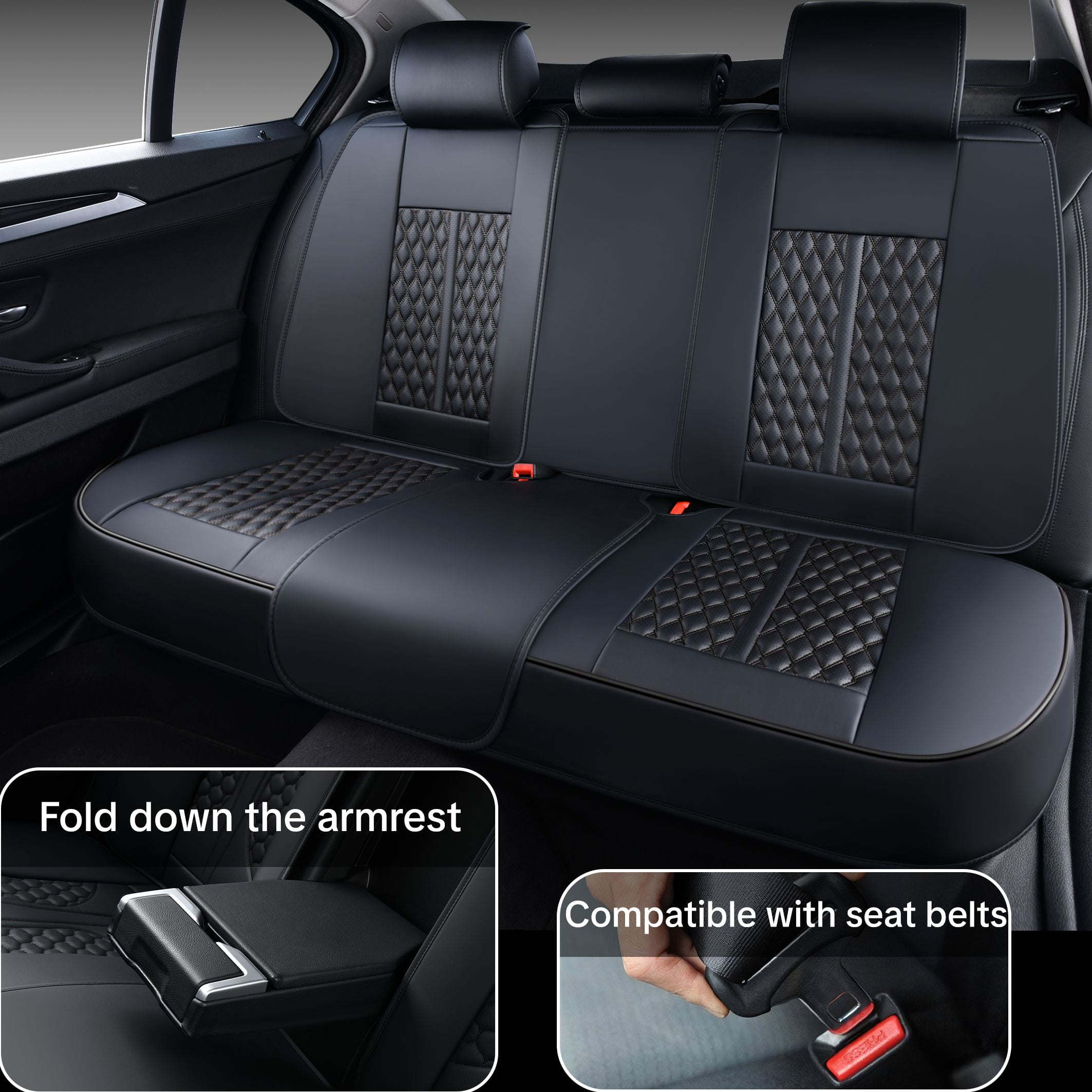 2004-2018 Car Seat Cover for Volkswagen Touareg, Black Car Seat Covers, PU Leather, 5 Seats Full Set, Waterproof, Anti-Slip, Suitable for All Seasons, Beautify the Interior of Old Cars