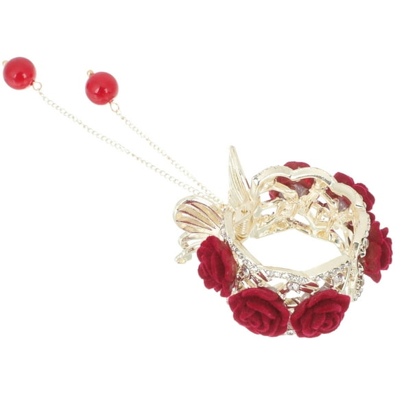 Rose Petals Elegant Claw Clip Rhinestone Clips for Women Women's