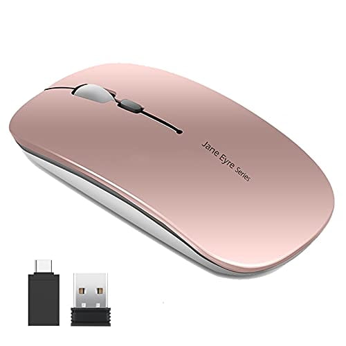 with USB Receiver and Type-C Adapter Matte Black 2.4G Slim Window Laptop Wireless Mice Wireless Mouse 1600DPI Silent Click Cordless Computer Mouse for PC/Laptop/Mac/Desktop