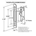 thumbnail image 3 of Sliding Glass Door Replacement Mortise Lock with Adapter Plate, 4-5/8” Screw Holes, 45 Degree Keyway- Fix and Repair Glass Door Mortise Locking Mechanism, 3 of 6