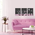 thumbnail image 5 of Romantic Black and Pink New York City Night Scenes Canvas Wall Art- Modern Cityscape Sailboat Building Prints Painting for Living Bedroom Home Decor 3Panels Each 12"x16", 5 of 6