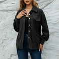 thumbnail image 2 of Lovskoo 2024 Long Sleeve Shirts for Women Corduroy Button Down Shirt Casual Print T-Shirts Single Breasted Fall Spring Loose Shirt Tops Blouse Black, 2 of 7